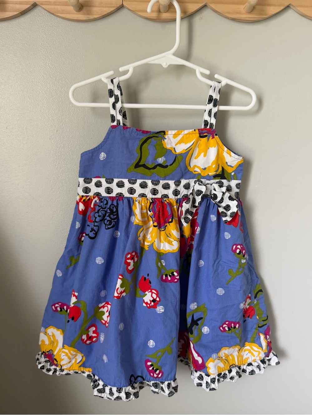 Blueberi Boulevard Girls 3T Blue Floral Sundress Sleeveless Bow Square Neck
